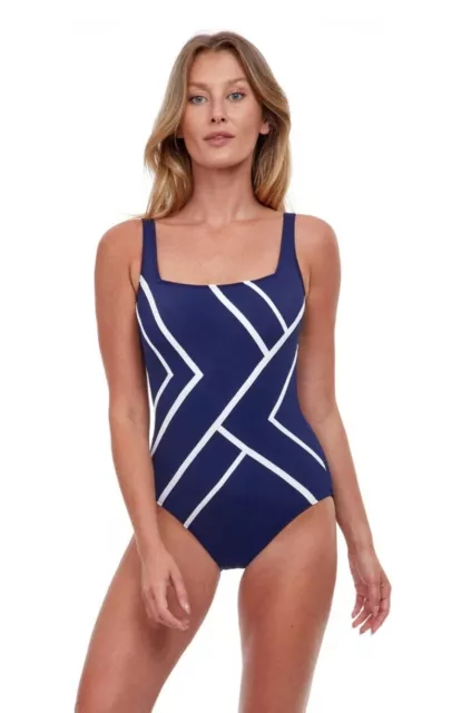 Gottex Mirage Full Coverage Square Neck One Piece Swimsuit Size 14