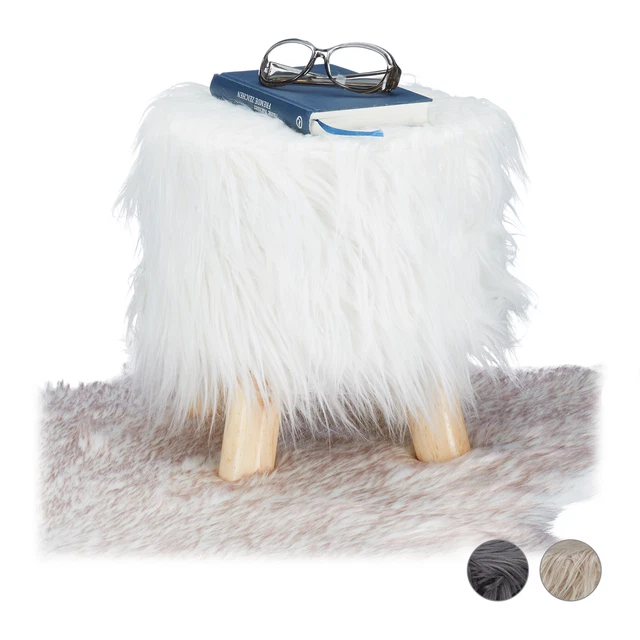 Sgabello in pelliccia sgabello per bambini rotondo sgabello decorativo sgabello imbottito legno sgabello 4 gambe