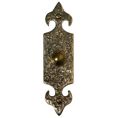 Solid Brass Fleur De Lis Door Bell with Rough Hammered Texture