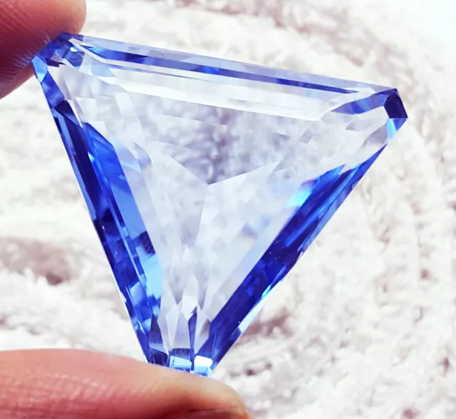 Transparent Natural Blue Topaz Trillion Shape Loose Gemstone 52.35 Cts Certified