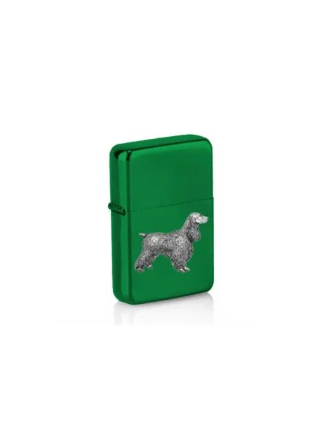 PPD12 Cocker Spaniel pewter Pendant On A petrol wind proof Green Lighter