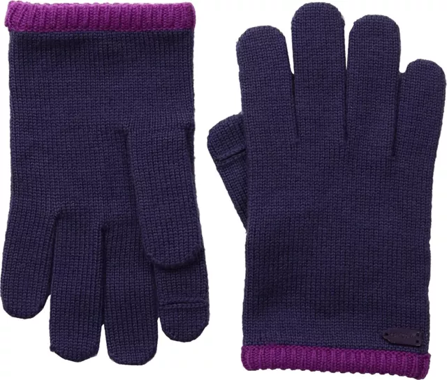 Coach 241735 Womens Color Block Knit Wool Gloves Iris Size X-Small/Small