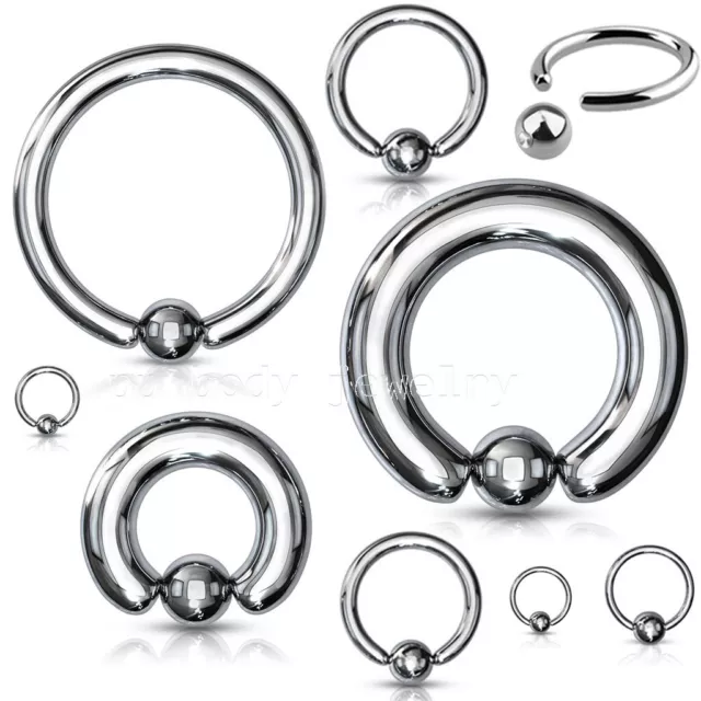 PAIR Surgical Steel Captive Bead Ring Earrings Lip Nose Cartilage Tragus Septum