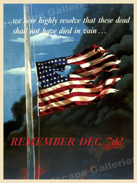 Remember Dec 7th! 1942 Vintage Style WW2 Pearl Harbor Poster - 18x24