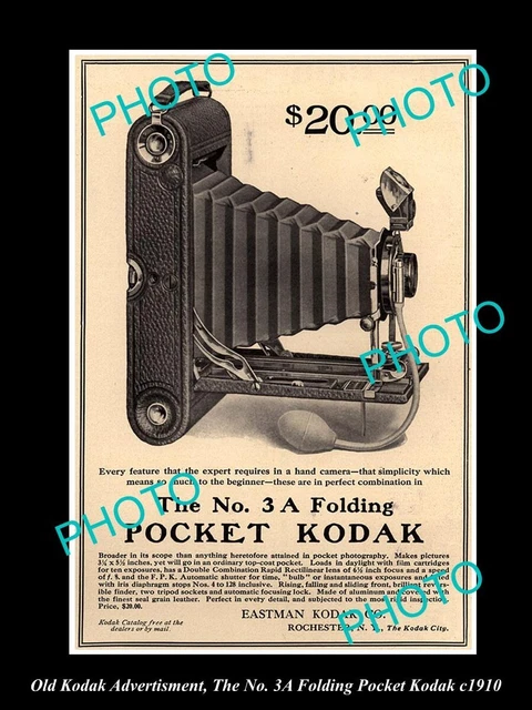 3 Folding Pocket Kodak model A c.1898 31/4x41/4 on 118 film