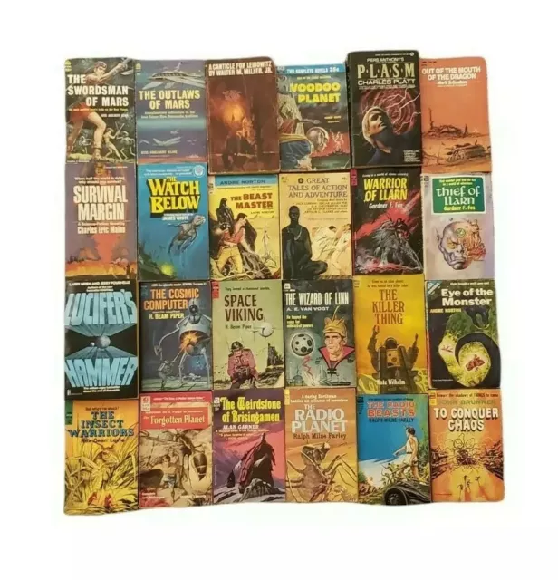 Huge lot of 24 vintage Science Fiction Sci-Fi Paperbacks from the 1950s-1980s