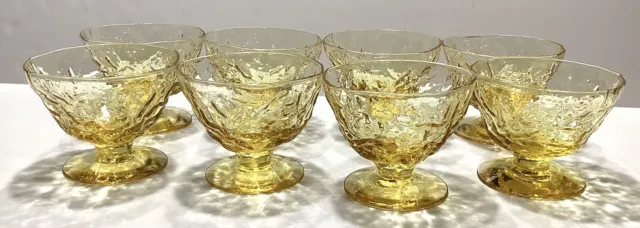 Vintage Set of 8 Morgantown Crinkle Glass DESSERT SHERBERT CUSTARD CUPS Yellow