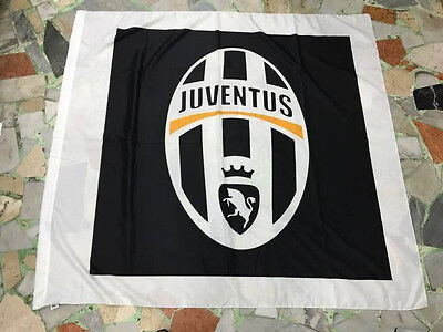 Bandiera Juventus Nera Nuovo Logo 100% Poliestere 