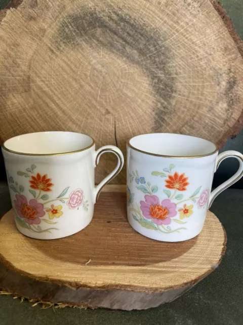 Aynsley Bone China England " ShangriLa" floral  coffee cups x 2