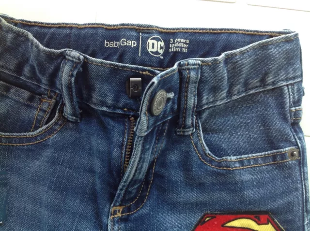 BABY GAP DC COMICS "JEANS DÉLAVÉ" GARÇON - Taille 3 ANS USA 90/100 cm  3