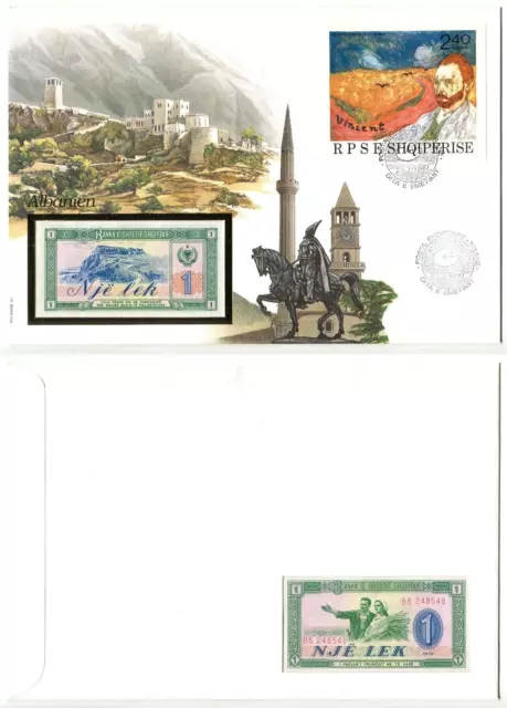 Banknotenbrief Albanien  mit 1 Lek 1976