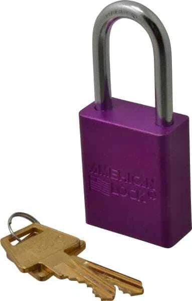 American Lock Keyed Alike Lockout Padlock 1-1/2" Shackle Clearance, 1/4" Shac...