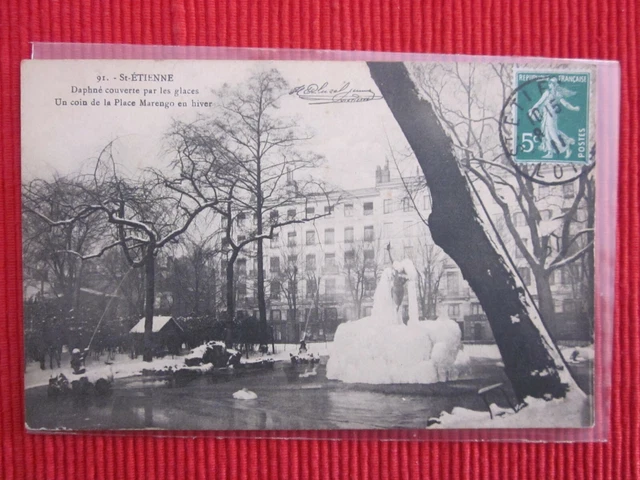 CPA ECRITE TIMBRE SAINT ETIENNE Daphné couverte par les glaces MARENGO LOIRE 42