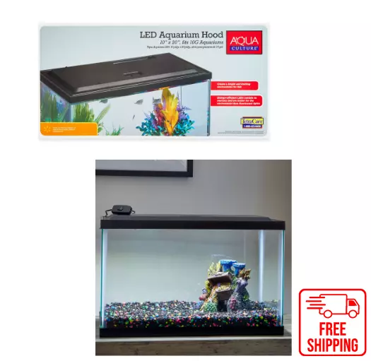 Aqua Culture LED 10 Gallon Fish Tank Hood, New, FREE SHIPPING