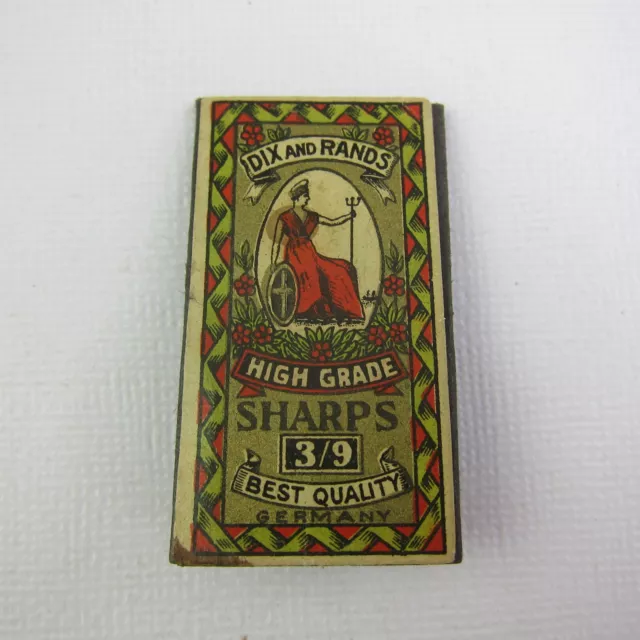 Antique Package Sewing Needles Dix and Rands Sharps #3/9 Germany