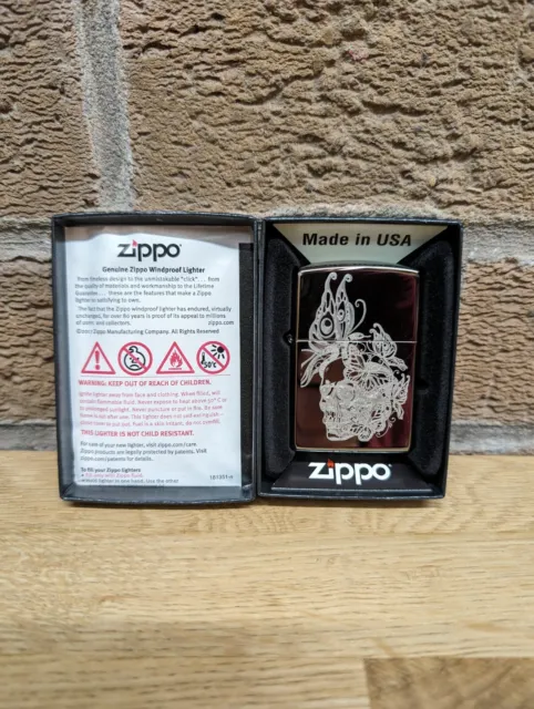 Zippo Lighter Black Ice Skull - 60004721 - BRAND NEW IN BOX [A1]