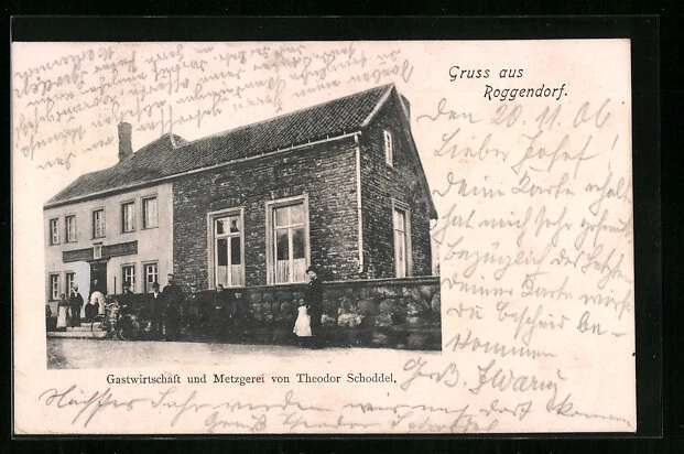 AK Roggendorf, Gastwirtschaft und Metzgerei von Theodor Schoddel 1906