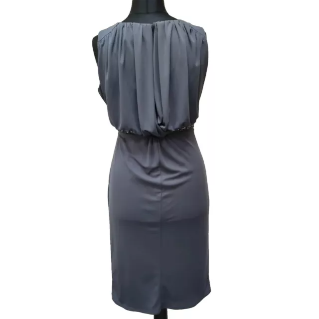 JENNY PACKHAM No 1 Ruched Pencil Dress Grey Short Sleeve Midi Womens UK 12 2