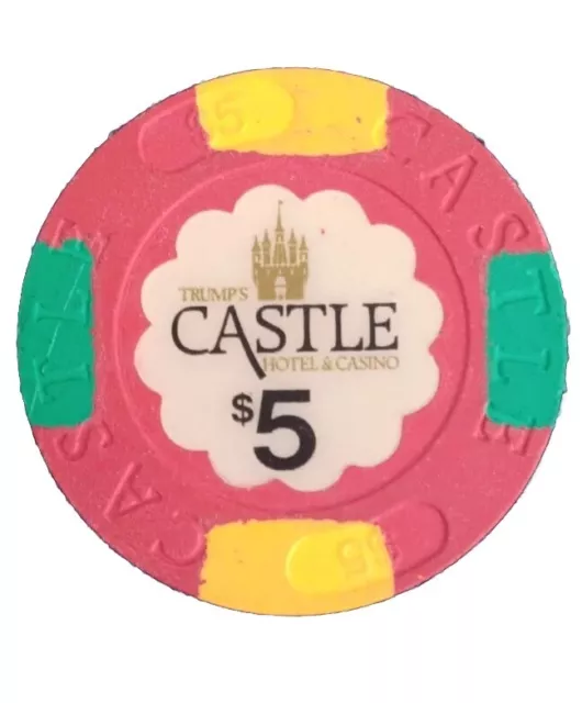 Trump Castle $5 Casino Gaming Chip Atlantic City NJ Obsolete & Rare  Nice Find !