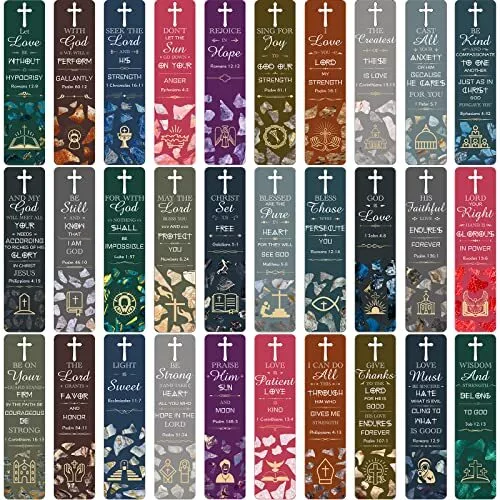 120 Pieces Bible Verses Bookmarks with Hollow Cross Christian Bookmarks for W...