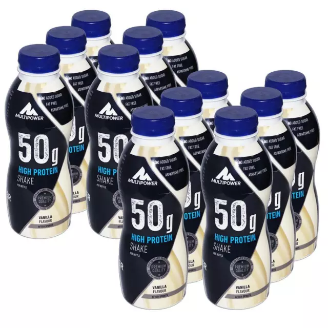 (6,65 EUR/l) Multipower 50g High Protein Shake 12 x 500ml Flasche Pack Eiweiß