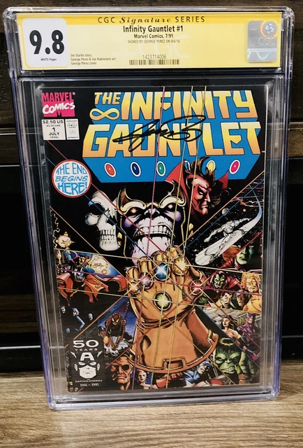 The Infinity Gauntlet #1 Cgc 9.8 Ss Signed George Perez Nm 1991 Thanos War L@@K