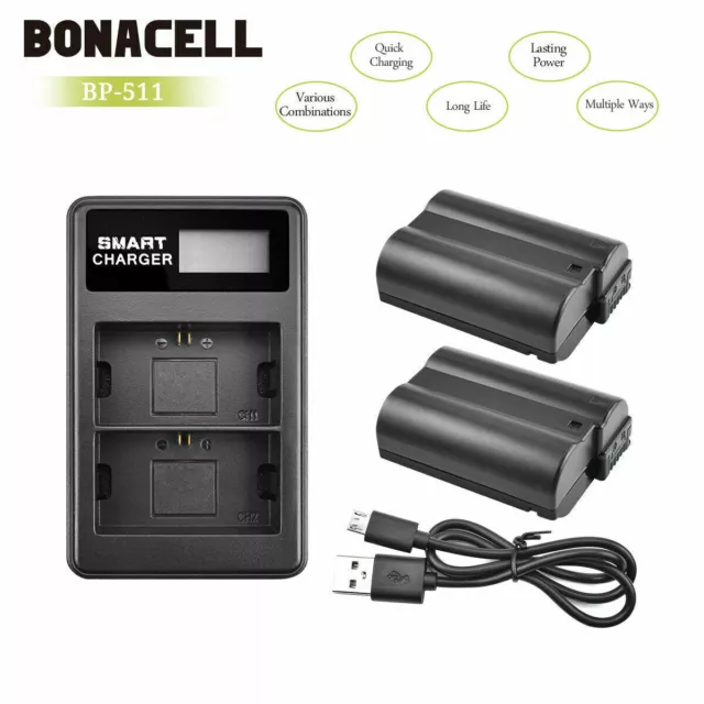 2x 2800mAh EN-EL15 Battery for Nikon D7000 D7100 D750 D600 D800 Camera + Charger 3