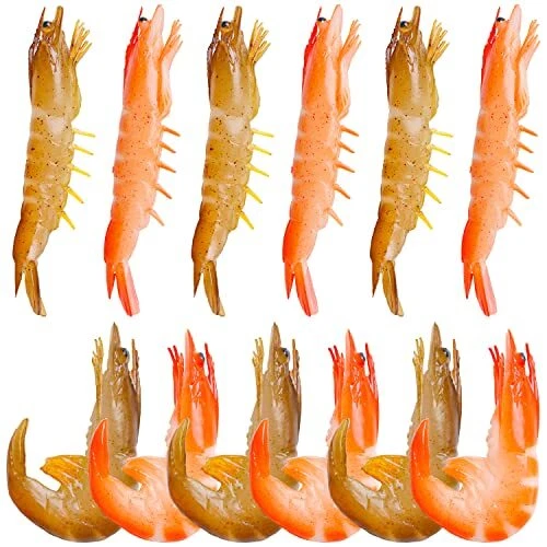 12PCS Artificial Prawns Simulated Fake Shrimps Model Fake Cooked Shrimps Fake