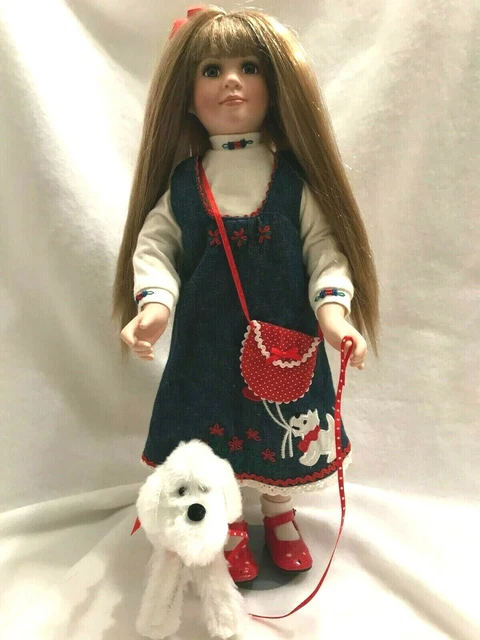 Paradise Galleries SARAH 16" Porcelain Doll Plush Sam Dog Treasury Collection