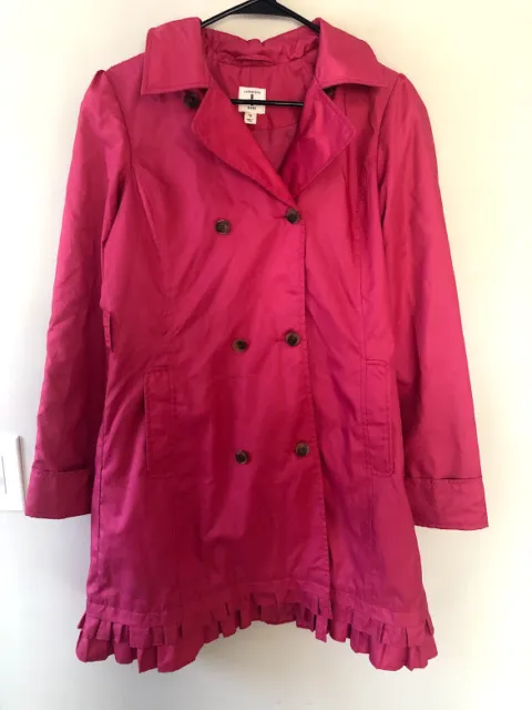 Lands End Children's Girl's Pink Ruffled Double Breasted Trench Coat Size XL 16