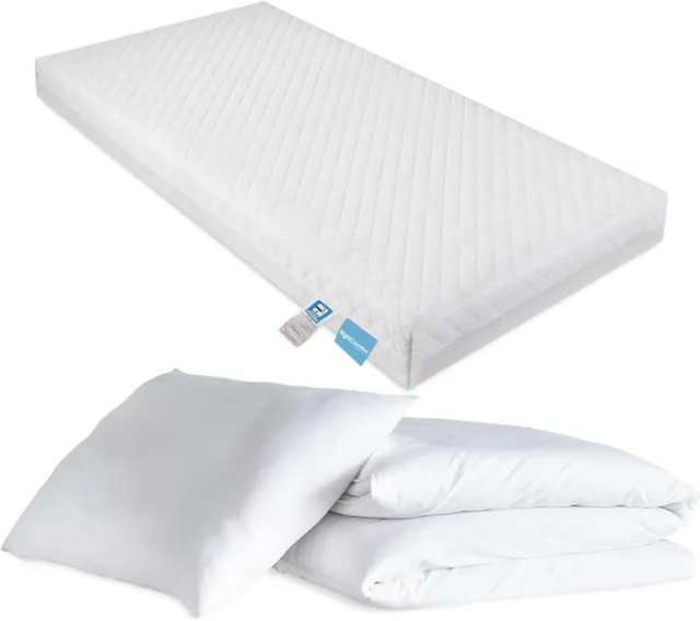 Baby Cot Bed Mattress 140x70x13cm + Free Cot Duvet & Pillow Toddler Bedding Set