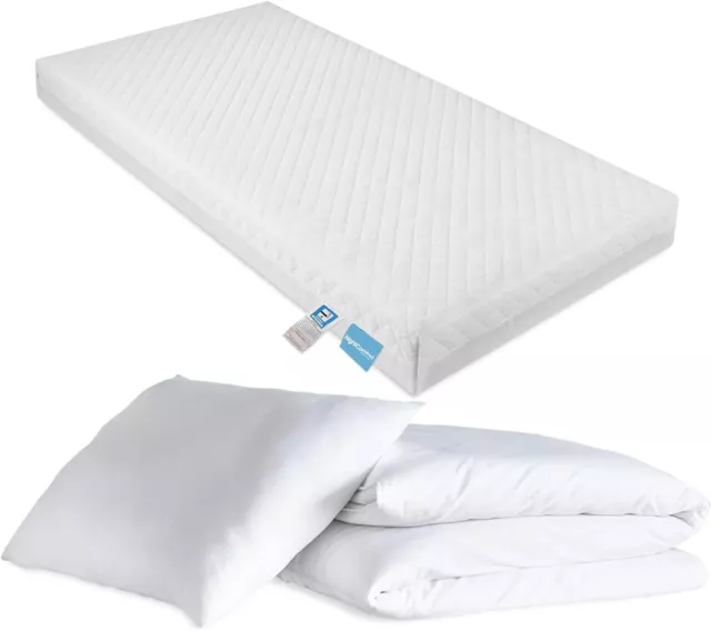 Babybett Bettmatratze 140x70x13cm + kostenloses Kinderbett Bettdecke & Kissen Kleinkind Bettwäsche Set