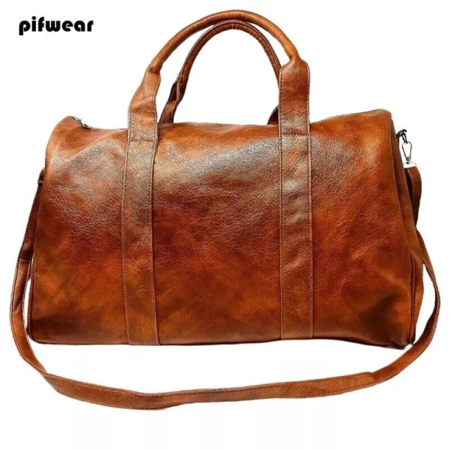 Sac polochon vintage sac de voyage en simili cuir couleur cuir marron...