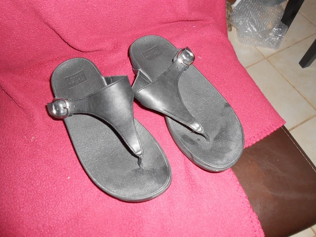 Womens FITFLOP Black Rubber Slip On Thong Sandals Flip Flops Size 8