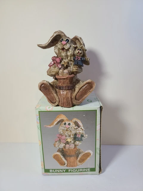 Bunny Figurine  Eggs in Basket