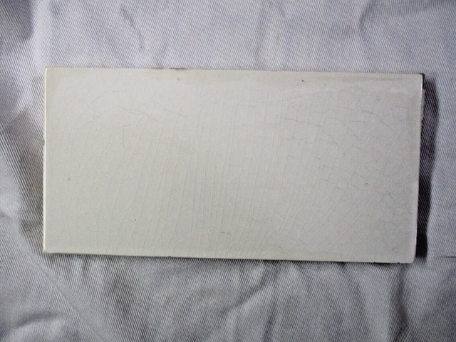 Pardee 1900s USA 6" X 3 inch Crazed Off White Ceramic Subway Wall Tile 1 Antique