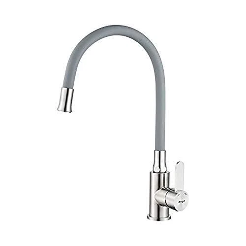 Grau Küchenhahn mit Universal Flexibler Auslauf Monoblock Spüle Mixer Gebürstet