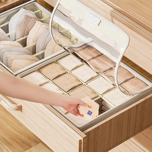 4-Tlg Schrank Schubladen Organizer Unterwäsche Aufbewahrungsbox Mit Deckel Beige