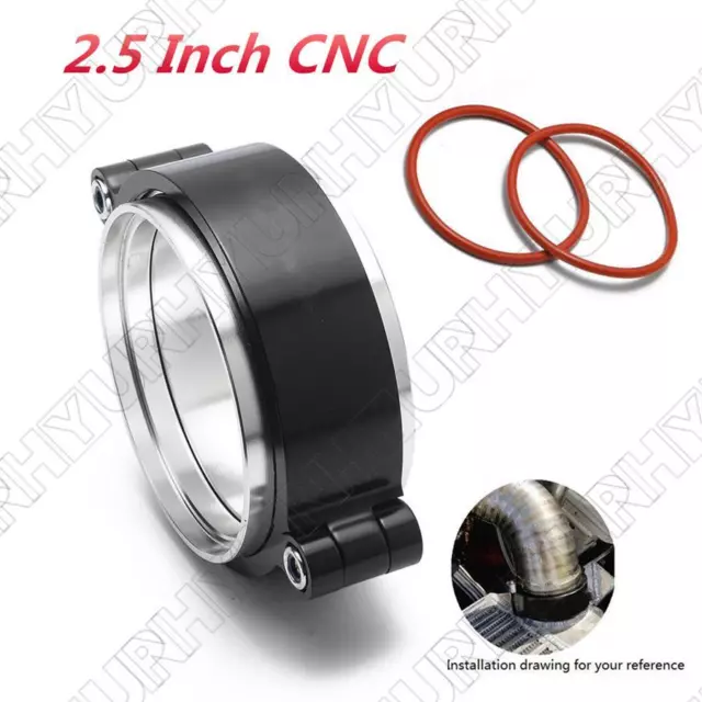 CNC Aluminum Car Vehicle Exhaust Clamp w/Flange For 2.5" Turbo Dump Pipe