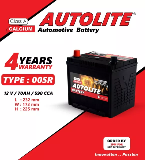 AUTOLITE BATTERY TYPE 005R 12V 70AH Heavy Duty Car Battery 4 year warranty