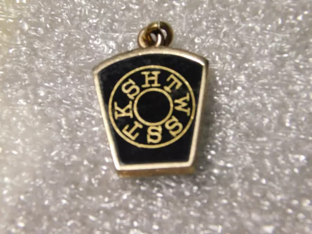 Old 10k Gold Masonic High Mason Black Keystone Fob Charm