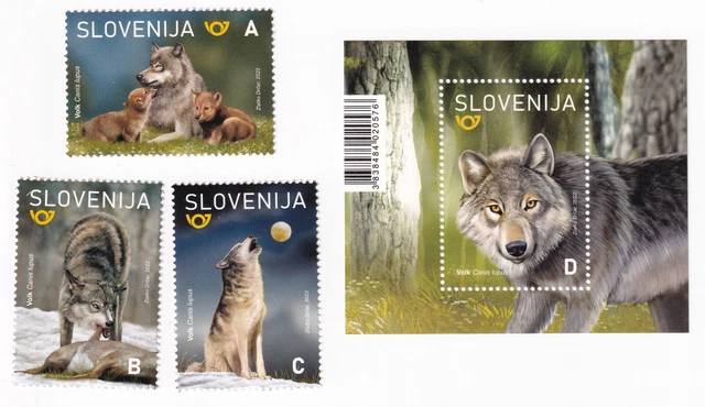 Slovenia 2022 MNH full seria block fauna wild animals Mammals wolf Canis lupus