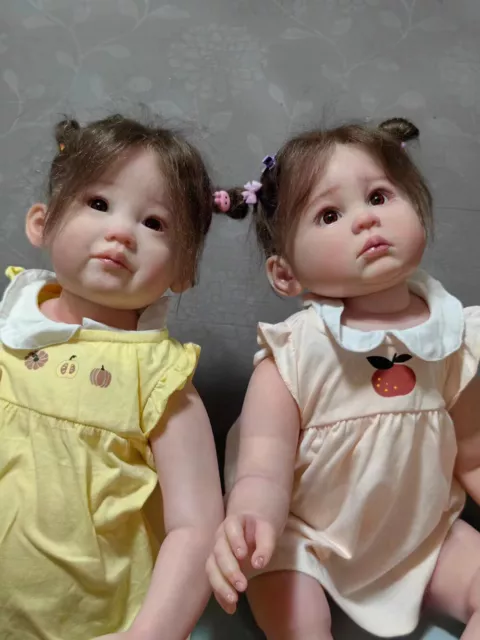 REAL Looking Toddler Reborn Baby Dolls Hand-rooted Mohair Lifelike Handmade Girl 2