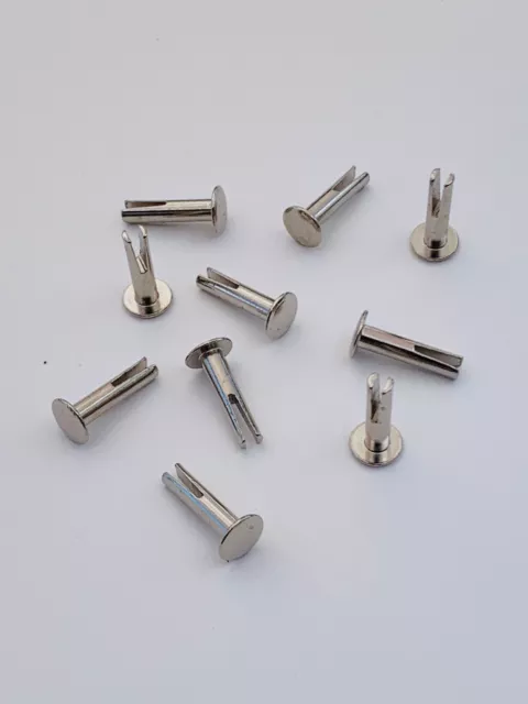 10 Stck, Spaltnieten/ Sattelnieten,vernickelt, 3,7x16mm, Kopf 8mm, Schlitz 7,5mm