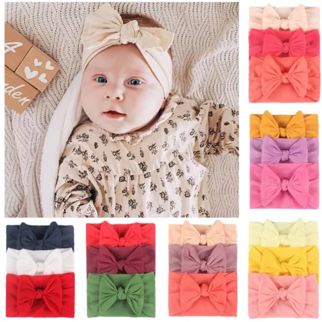 3 Teile/Satz Bowknot Baby Mädchen Stirnband Turban Säugling Kleinkind 。