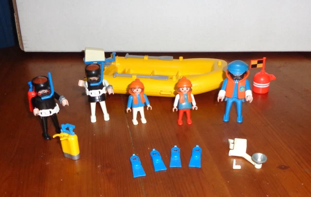 Playmobil Vintage 3479 – Bateau Zodiac Avec Plongeuse Et Bouteilles, Set De 1984 – Occasion Bon état