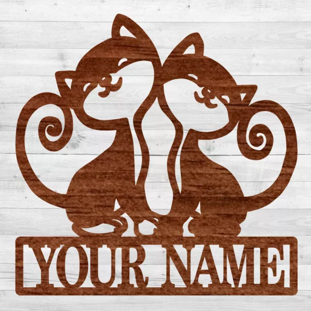 Personalized Two Cats Name sign, Wood plaque sign,wood Crafts