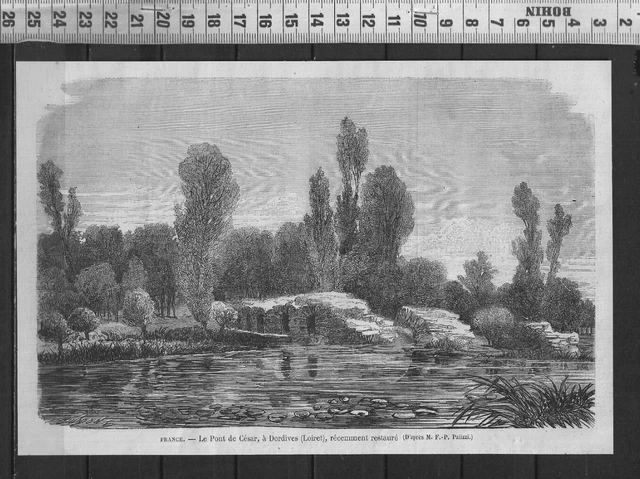 G374 / Gravure 1888 /  Le Pont De Cesar A Dordives - Loiret