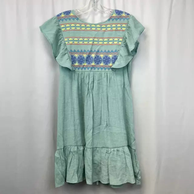 Blu Pepper Womens Shift Dress Multicolor Geometric Flare Hem Mini Boho M