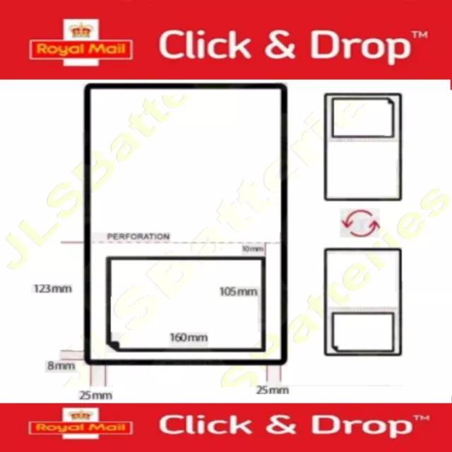 ROYAL MAIL CLICK and DROP LABELS - A4 INTEGRATED LABELS STYLE S19 -160mm x 105mm